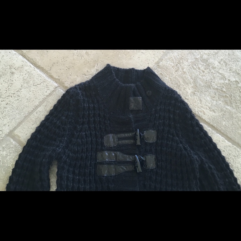 LUISA CERANO LONG BLACK WOOL CARDIGAN JACKET, SZ 4 - Picture 2 of 8